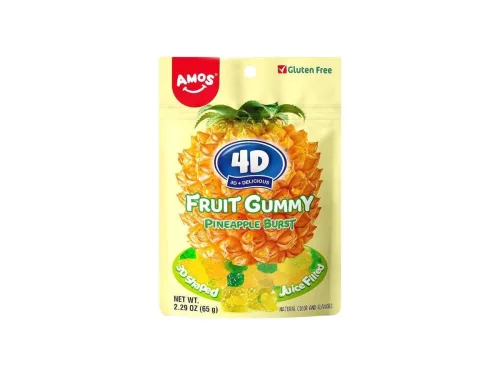 Бонбони Желирани Amos 4D Fruit Gummy Ананас 65гр