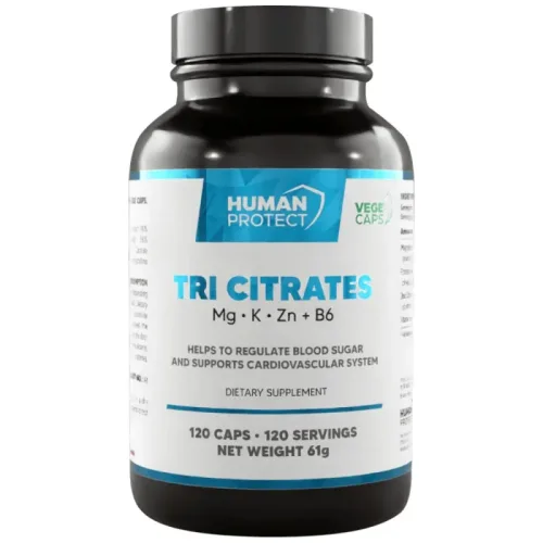 Tri Citrate | Magnesium + Potassium + Zinc / 120 капсули, 120 дози - Human Protect