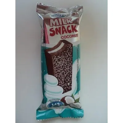 Батон Milino с пълнеж от кокос и мляко и глазура от какао / Milino Coconut and Milk Filled Puff Bar with Cocoa Glaze - Milino