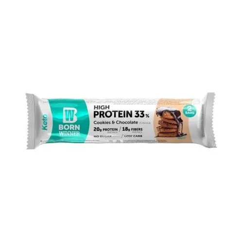 KETO Protein Bar, бисквитки с шоколад, 60 g, Born Winner - Born Winner
