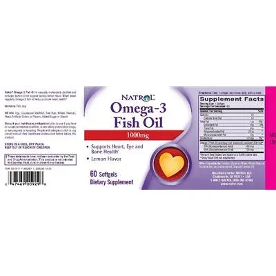 Рибено масло Omega-3 1000 mg с лимонов вкус / Omega-3 Fish Oil 1000 mg Lemon Flavor - Natrol