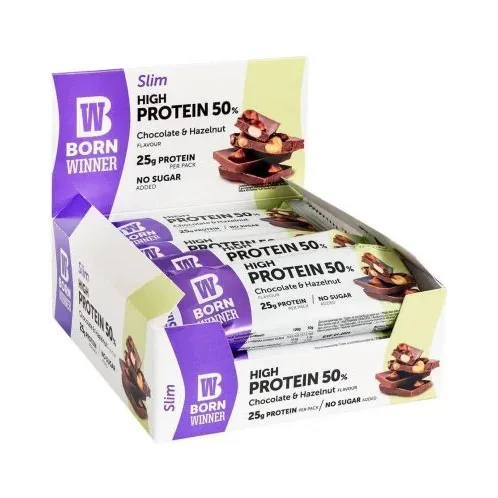 Slim Protein Bar, шоколад и лешник, 12 броя, Born Winner - Born Winner