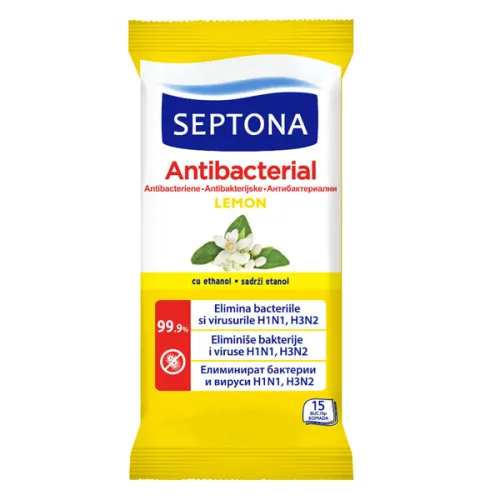 Мокри кърпички антибактериални лимон Septona 15бр.