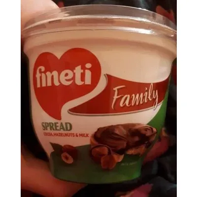 Спред с какао, лешници и мляко / Spread with cocoa, hazelnuts and milk - Fineti