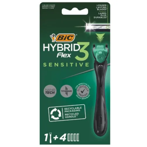 Система за бръснене дръжка +4 ножчета Bic Hybrid Flex 3 sensitive - Bic