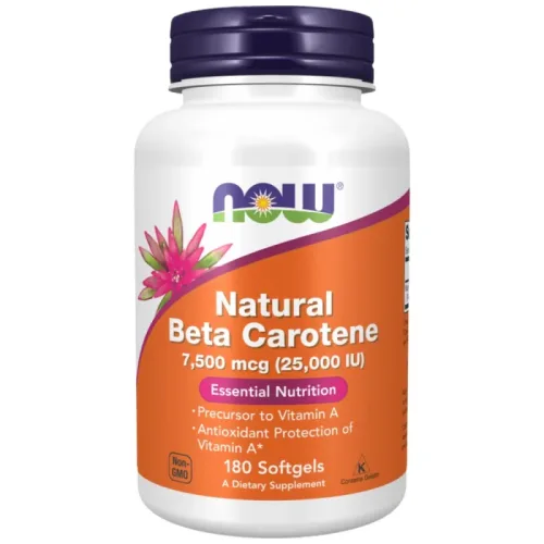 Natural Beta Carotene 25,000 IU (180 дози) / 180 Гел капсули - NOW Foods