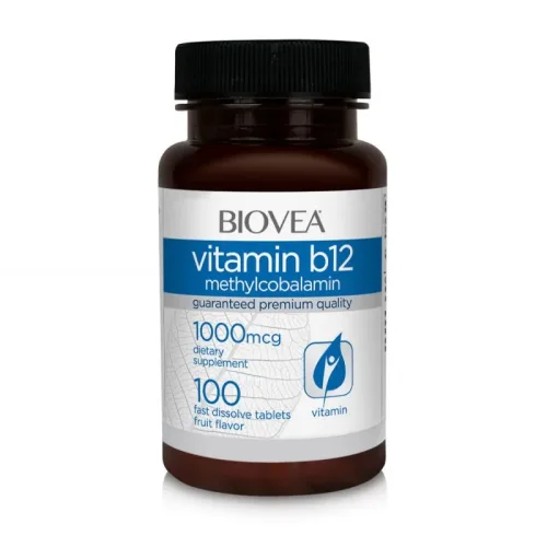 Vitamin B12 1000 Methylcobalamin Fast Dissolve - Витамин B12, Разфасовка 100 tabs - Biovea