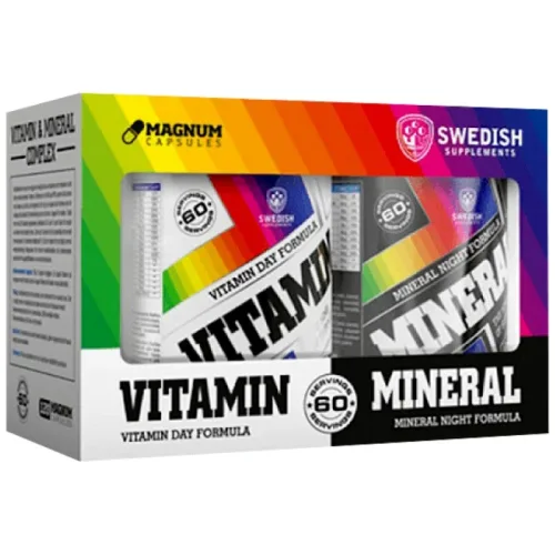 Vitamin Day Formula & Mineral Night Formula Complex / 120 капсули, 60 дози / 2 x 120 капсули - SWEDISH Supplements