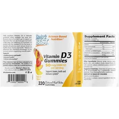Желирани витамини D3 2000 IU Тропически Танго / Vitamin D3 2000 IU Gummies Tropical Tango - Doctor's Best