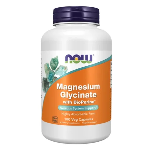 Magnesium Glycinate with BioPerine® | Highly Absorbable Magnesium Bisglycinate (90 дози) / 180 капсули - NOW Foods