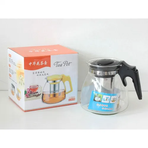 Кана - чайник стъклена с цедка Tea Pot 1100мл.