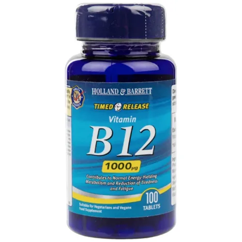 Vitamin B12 Cyanocobalamin 1000 mcg / Timed Release / 100 Таблетки, 100 дози - Holland And Barrett