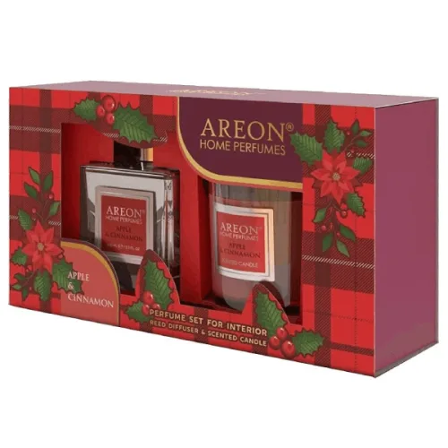 Комплект Areon Ябълка и канела Ароматизатор парфюм + Свещ - Areon