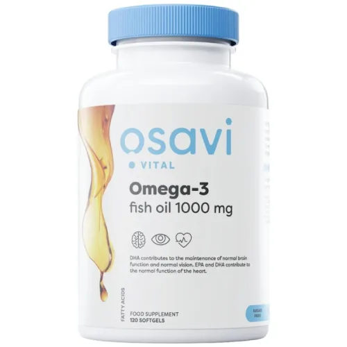 Omega 3 Fish Oil 1000 mg | Molecularly Distilled / 120 Гел капсули, 60 дози - Osavi