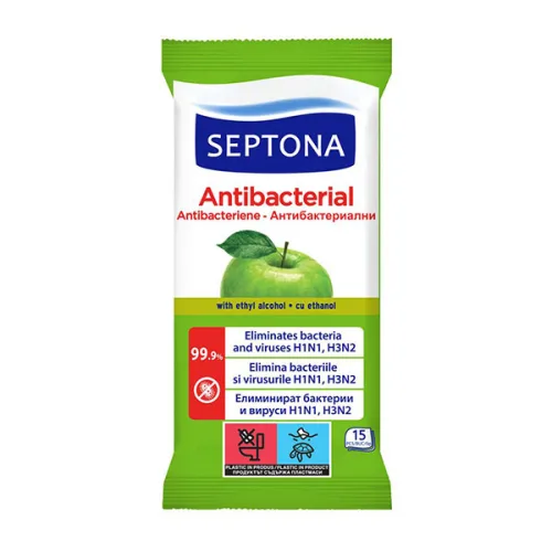 Мокри кърпички антибактериални ябълка Septona 15бр.