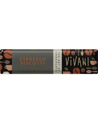 Био шоколадов бар с еспресо и бишкоти, 40 g, Vivani - Vivani