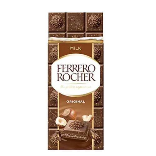 Шоколад млечен с лешников пълнеж Ferrero Rocher 90 гр. - Ferrero