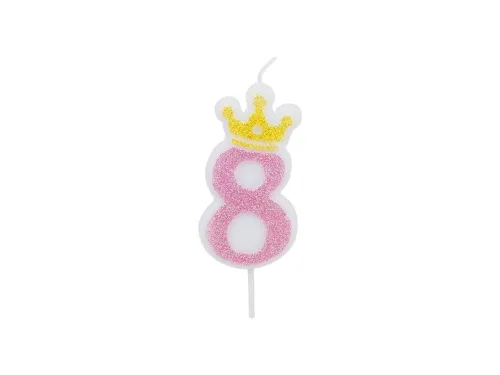 Свещ Party Go Цифра 8 Розова Със Златна Корона 6.8 См80935