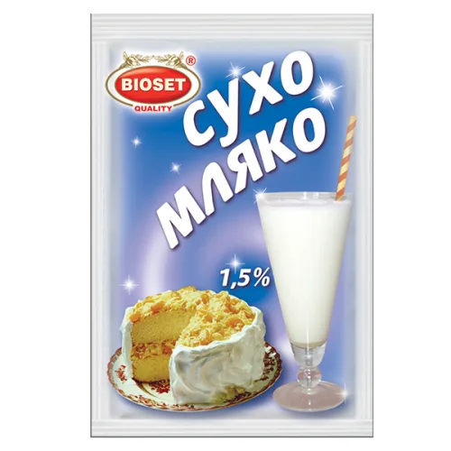 Сухо обезмаслено мляко Биосет 1.5% 50гр. - Bioset
