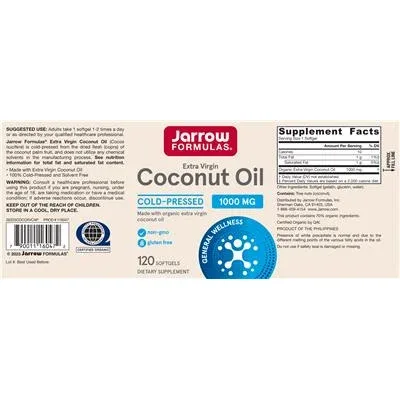 Кокосово масло Extra Virgin 1000 mg / Extra Virgin Coconut Oil 1000 mg - Jarrow Formulas