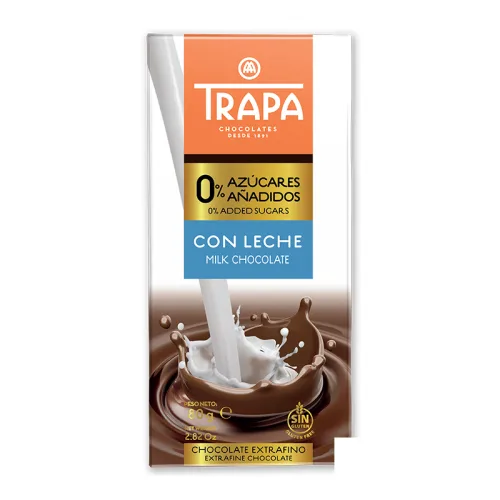 Шоколад млечен без захар Trapa 80гр. - Trapa