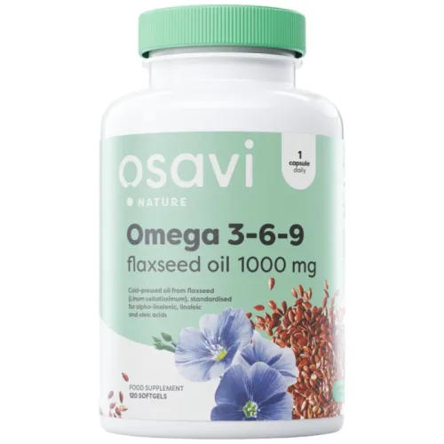 Omega 3-6-9 Flaxseed Oil 1000 mg / 120 Гел капсули, 120 дози - Osavi
