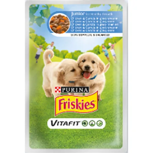 Кучешка храна Friskies Junior пауч с пиле и моркови 100 гр.