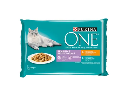 Кт Храна за Котки Purina One Sensitive Паул Пиле и Тон 4х85гр