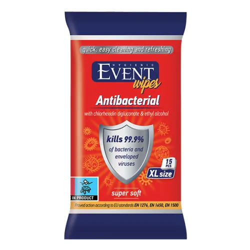 Влажни кърпички Event Antibacterial с алкохол 15бр.