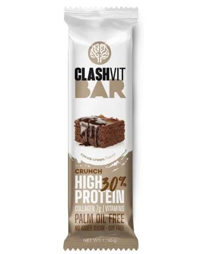ClashVit Протеинов крънч бар, какао, 65 g - ClashVit