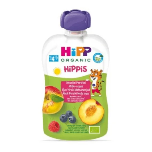 Био плодова закуска боровинка/праскова Hipp 100гр. пауч - Hipp