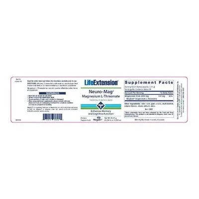 Neuro-Mag Magnesium L-Threonate Tropical Punch Flavor - Life Extension