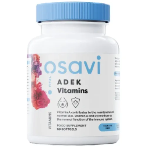 ADEK Vitamins | A + D + E + K | with Quali-D® / 60 Гел капсули, 60 дози - Osavi
