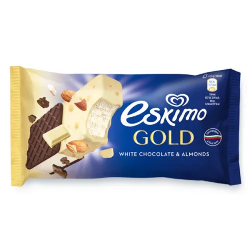 Сладолед Eskimo Gold сандвич бял шоколад и бадем 83гр. - Eskimo