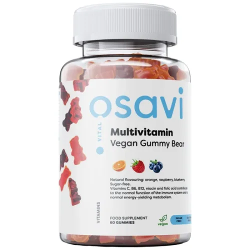 Multivitamin Vegan Gummy Bear | Orange, Raspberry, Blueberry / 60 желирани бонбони - Osavi