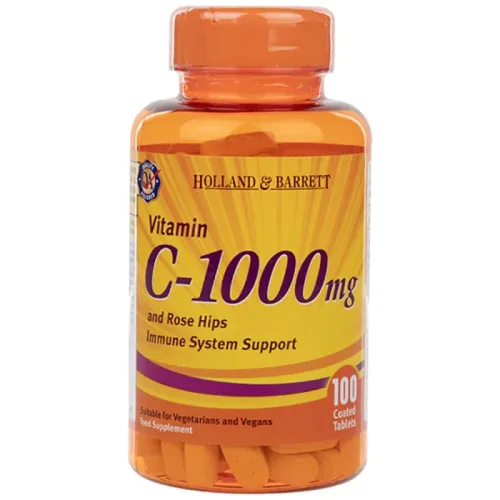 Vitamin C 1000 mg / with Rose Hips & Bioflavonoids / 100 каплети - Holland And Barrett