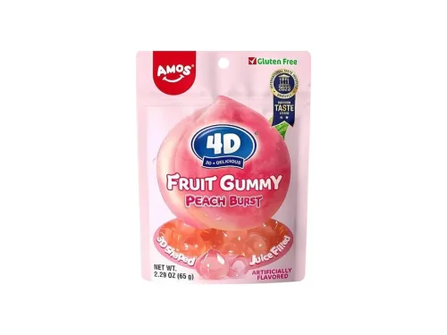 Бонбони Желирани Amos 4D Fruit Gummy Праскова 65гр