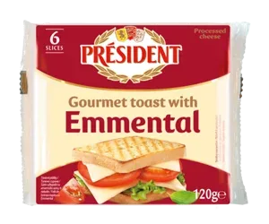 Топено сирене с ементал слайс President 120гр. - President