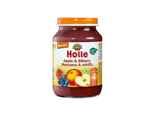 Пюре Био Holle Ябълка, Боровинка 190гр 5+Мес