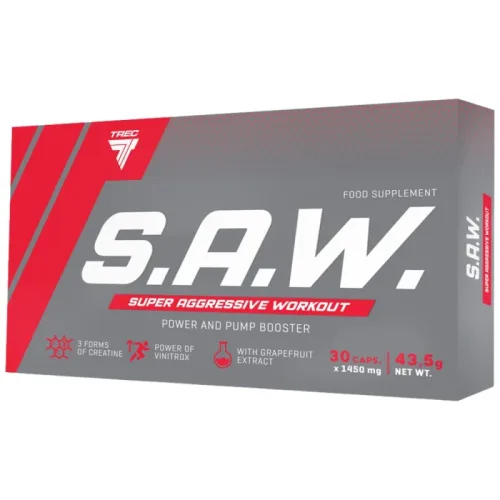 S.A.W. Caps | Super Aggressive Pre-Workout / 30 капсули, 10 дози - Trec Nutrition
