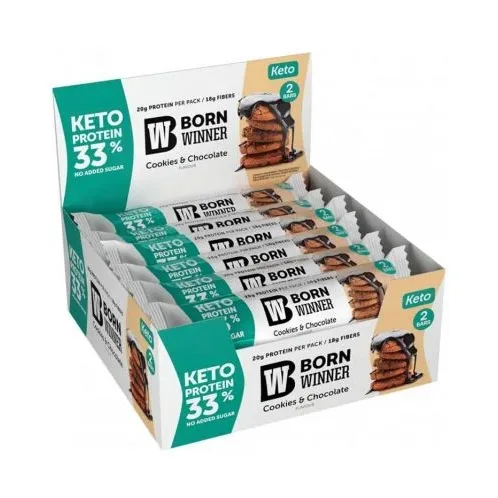 KETO Protein Bar, бисквитки с шоколад, 12 броя, Born Winner - Born Winner