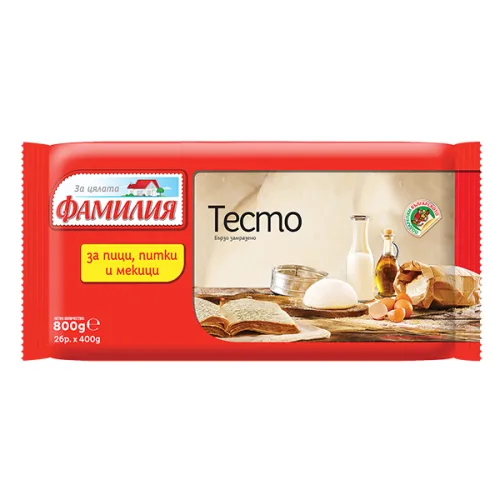 Тесто замразено за пици, питки и мекици Фамилия 800гр.