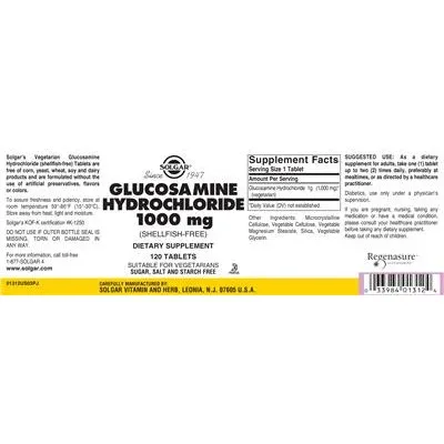 Глюкозамин хидрохлорид 1000 мг (без черупчести) / Glucosamine Hydrochloride 1000 mg (Shellfish-free) - Solgar