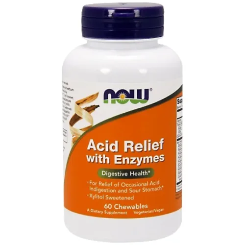 Acid Relief with Enzymes / 60 Дъвчащи таблетки - NOW Foods