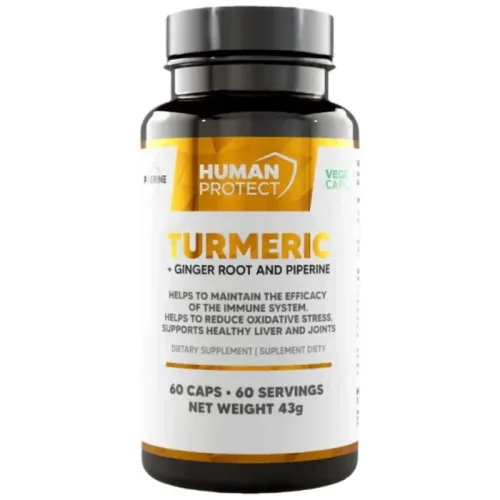 Turmeric with Ginger Root | with 95% Curcuminoids &amp; 5% Gingerols / 60 капсули, 60 дози - Human Protect