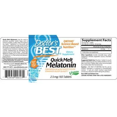 Бързо разтворим Мелатонин 2.5 мг / Quick Melt Melatonin 2.5 mg - Doctor's Best