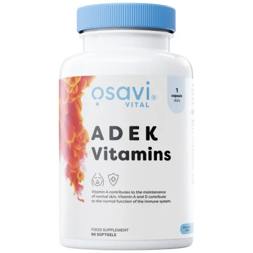ADEK Vitamins | A + D + E + K | with Quali-D® / 90 Гел капсули, 90 дози - Osavi