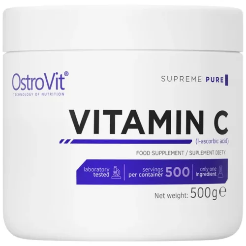 100% Vitamin C Powder / 500 грама, 500 дози - OstroVit
