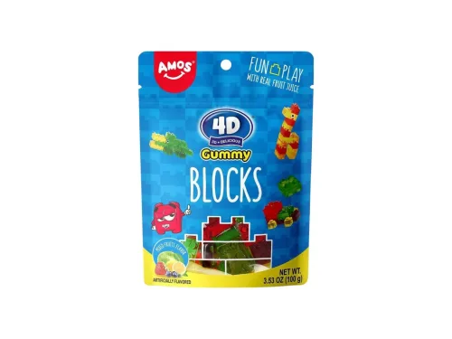 Бонбони Желирани Amos 4D Gummy Blocks Миск 72гр