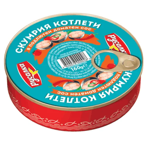 Скумрия котлети в подлютен доматен сос Русалка 160гр.